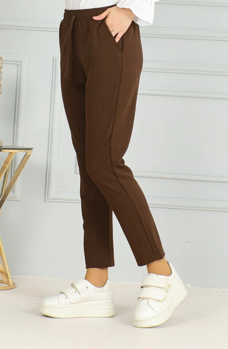 Pantalon Taille Elastique 0498-02 Marron 0498-02