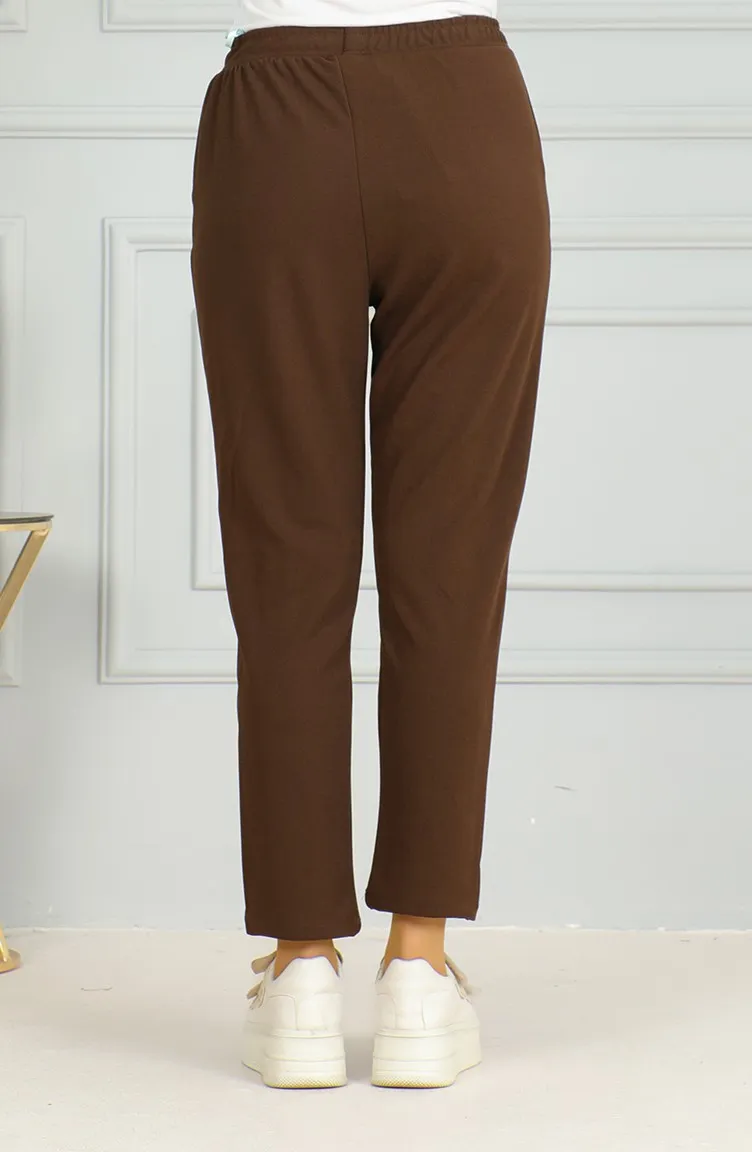 Pantalon Taille Elastique 0498-02 Marron 0498-02