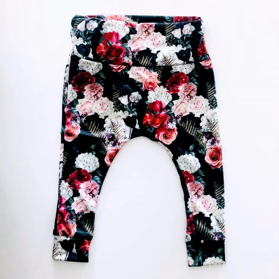 Pantalon évolutif 0-24 mois Floral noir