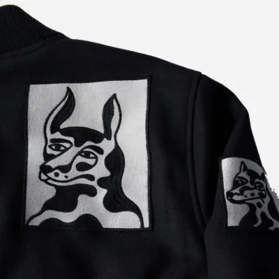 PARRA -  DOG FACED VARSITY JACKET- BLACK 