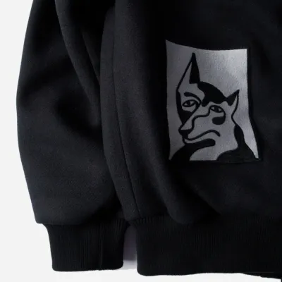 PARRA -  DOG FACED VARSITY JACKET- BLACK 