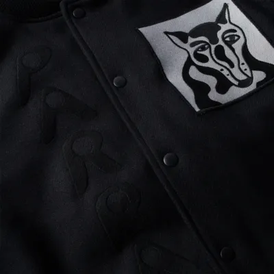 PARRA -  DOG FACED VARSITY JACKET- BLACK 