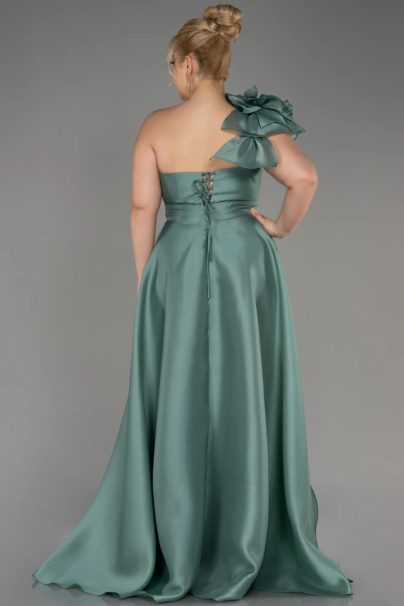 Robe De Fiançailles Grande Taille Longue Bleu clair ABU3940