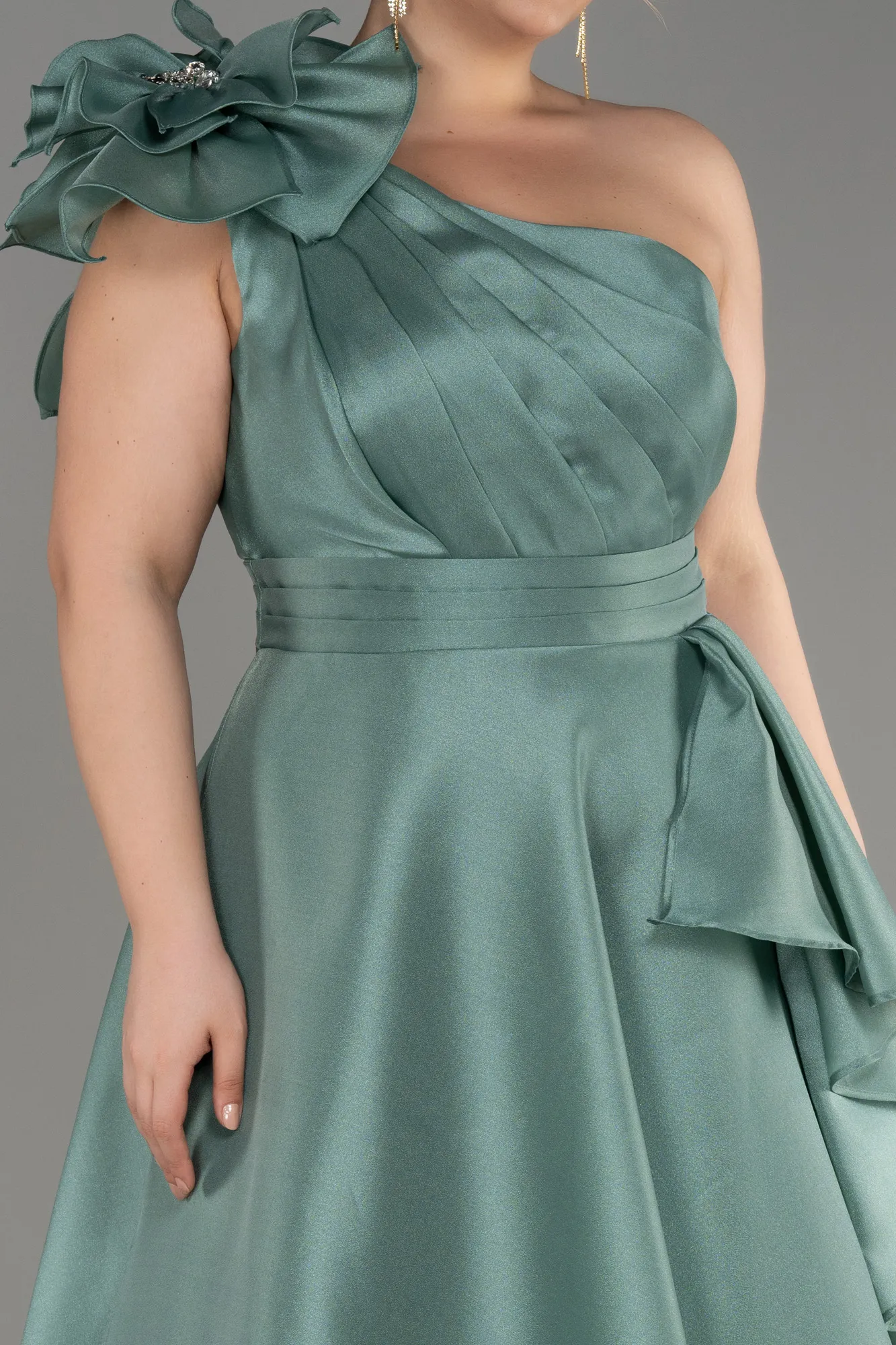 Robe De Fiançailles Grande Taille Longue Bleu clair ABU3940