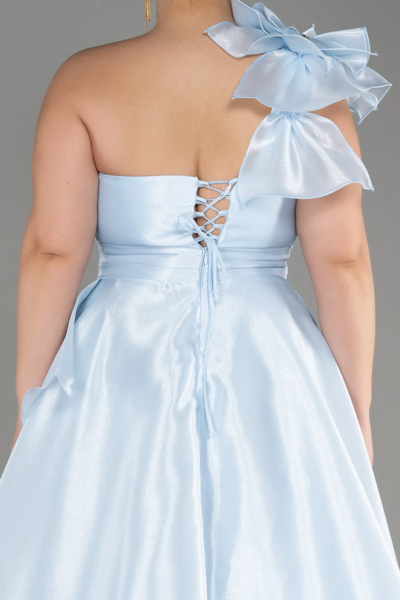 Robe De Fiançailles Grande Taille Longue Bleu clair ABU3940