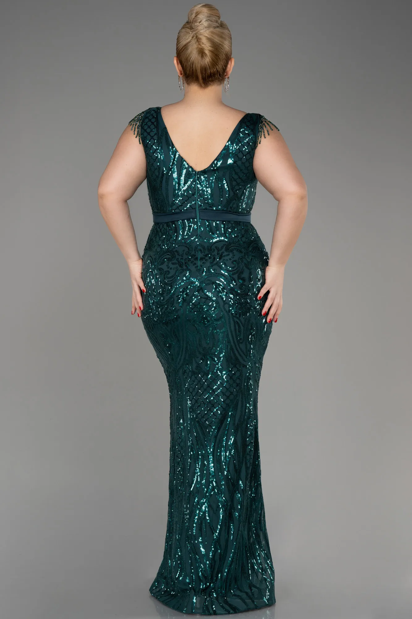 Robe De Fiançailles Grande Taille Longue Noir ABU3876