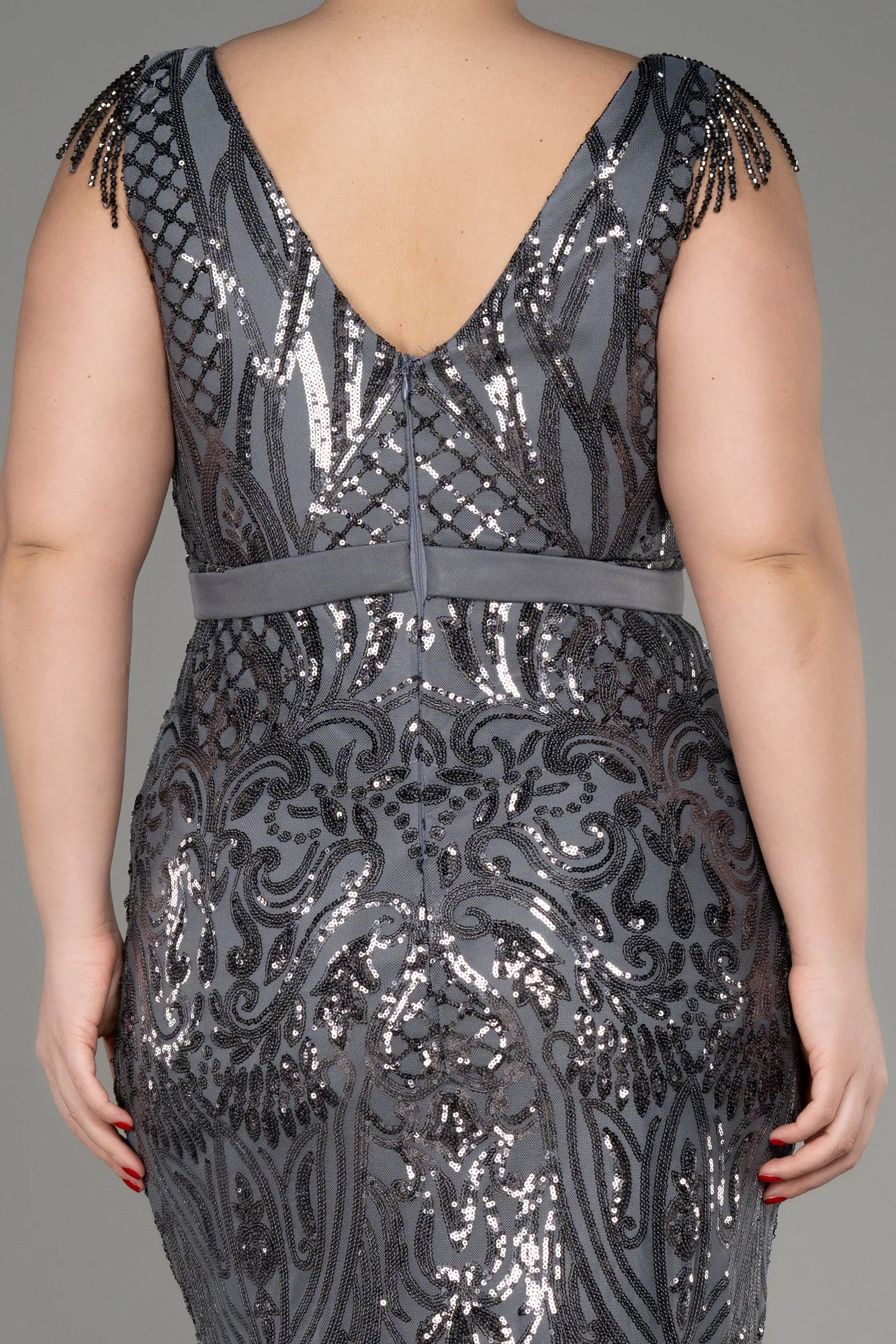 Robe De Fiançailles Grande Taille Longue Noir ABU3876