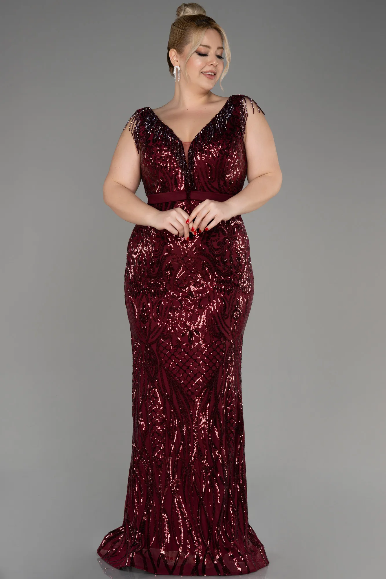 Robe De Fiançailles Grande Taille Longue Noir ABU3876