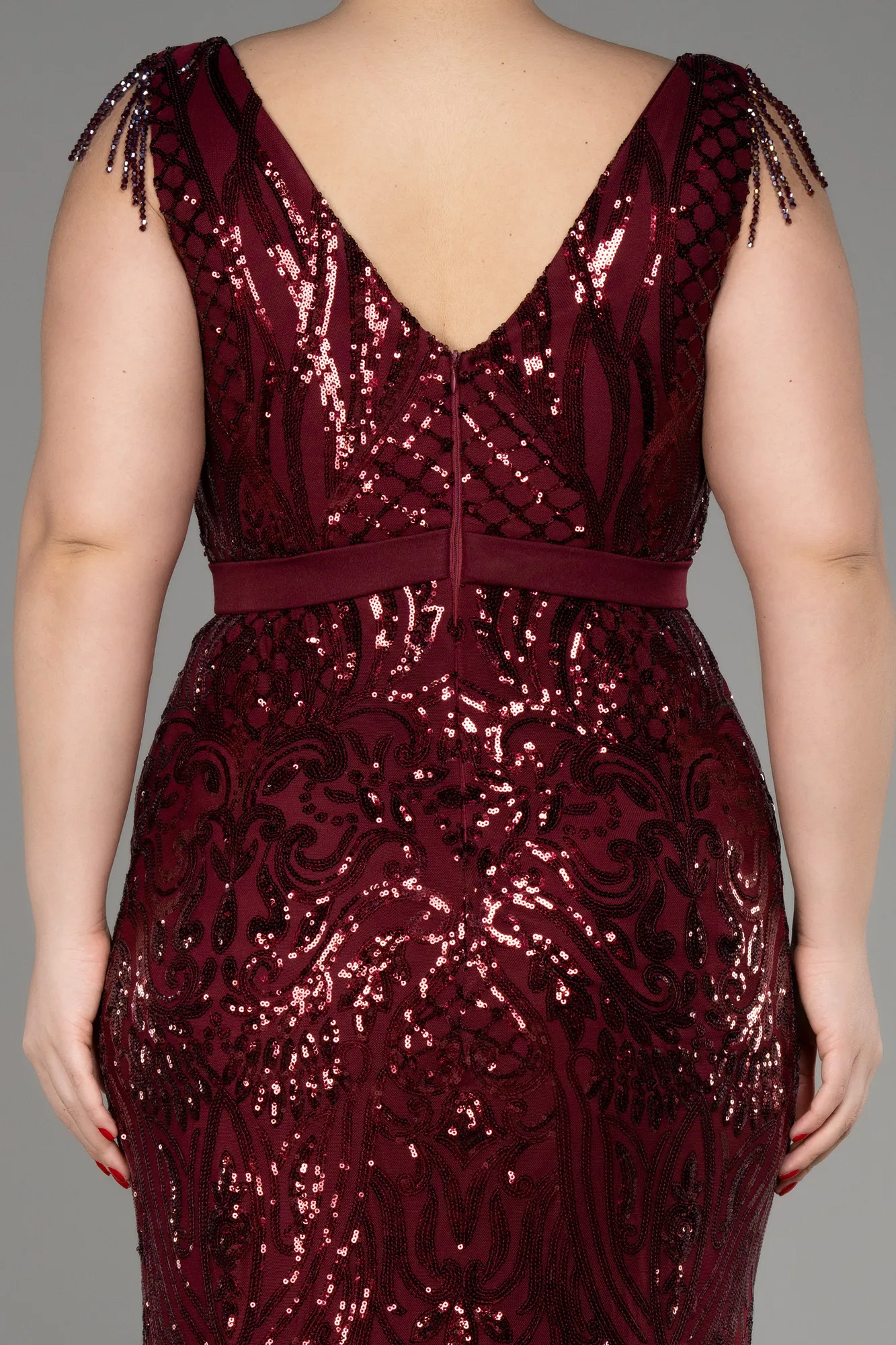 Robe De Fiançailles Grande Taille Longue Noir ABU3876