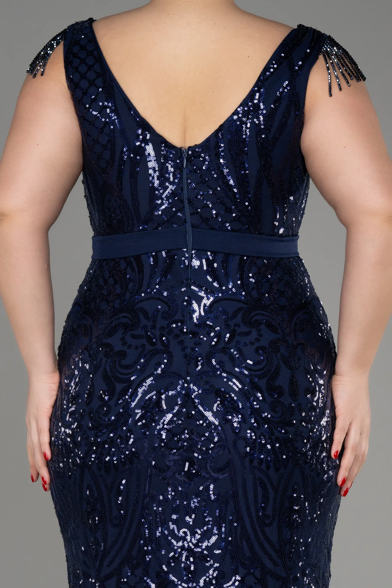 Robe De Fiançailles Grande Taille Longue Noir ABU3876