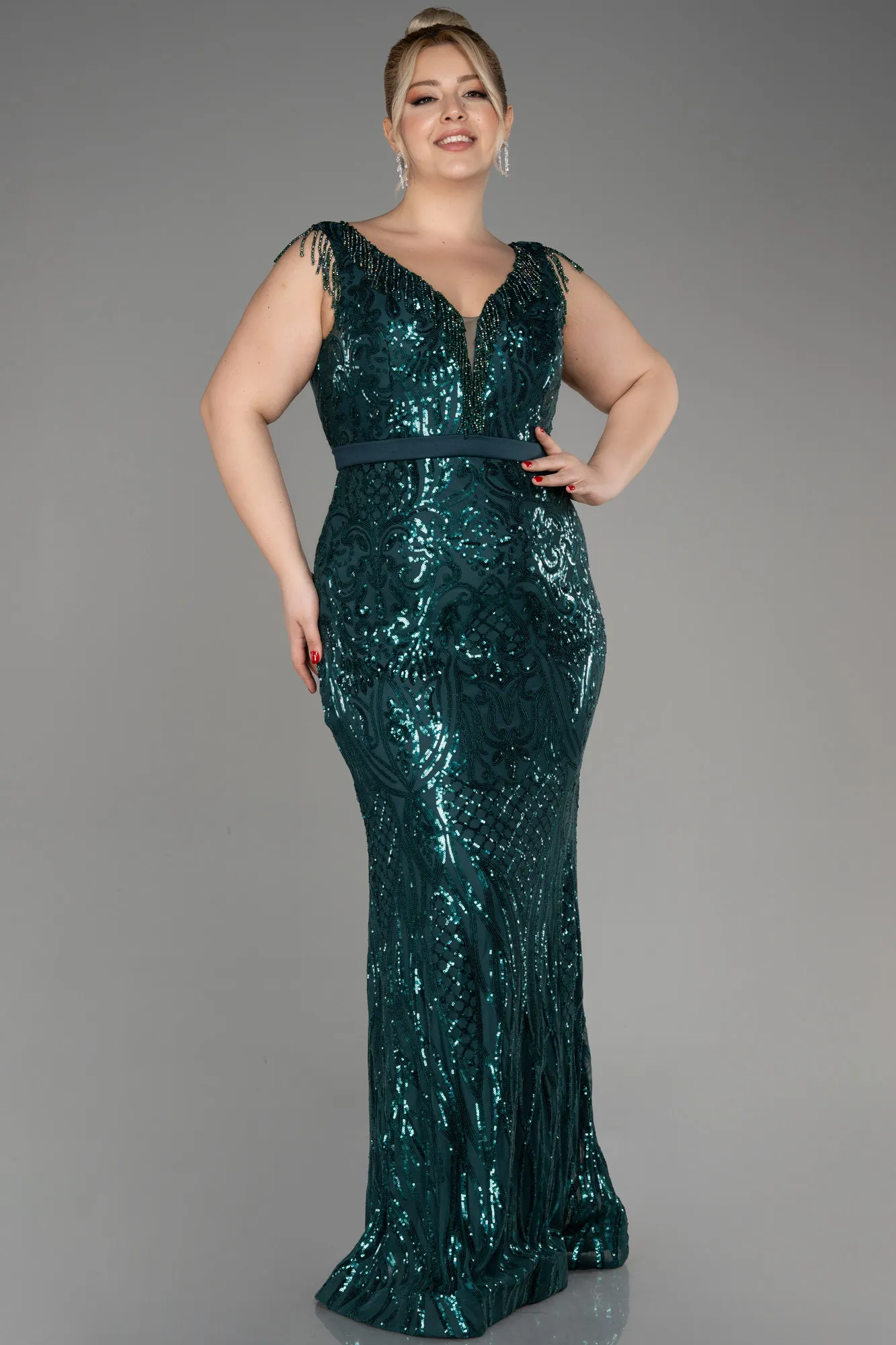 Robe De Fiançailles Grande Taille Longue Noir ABU3876