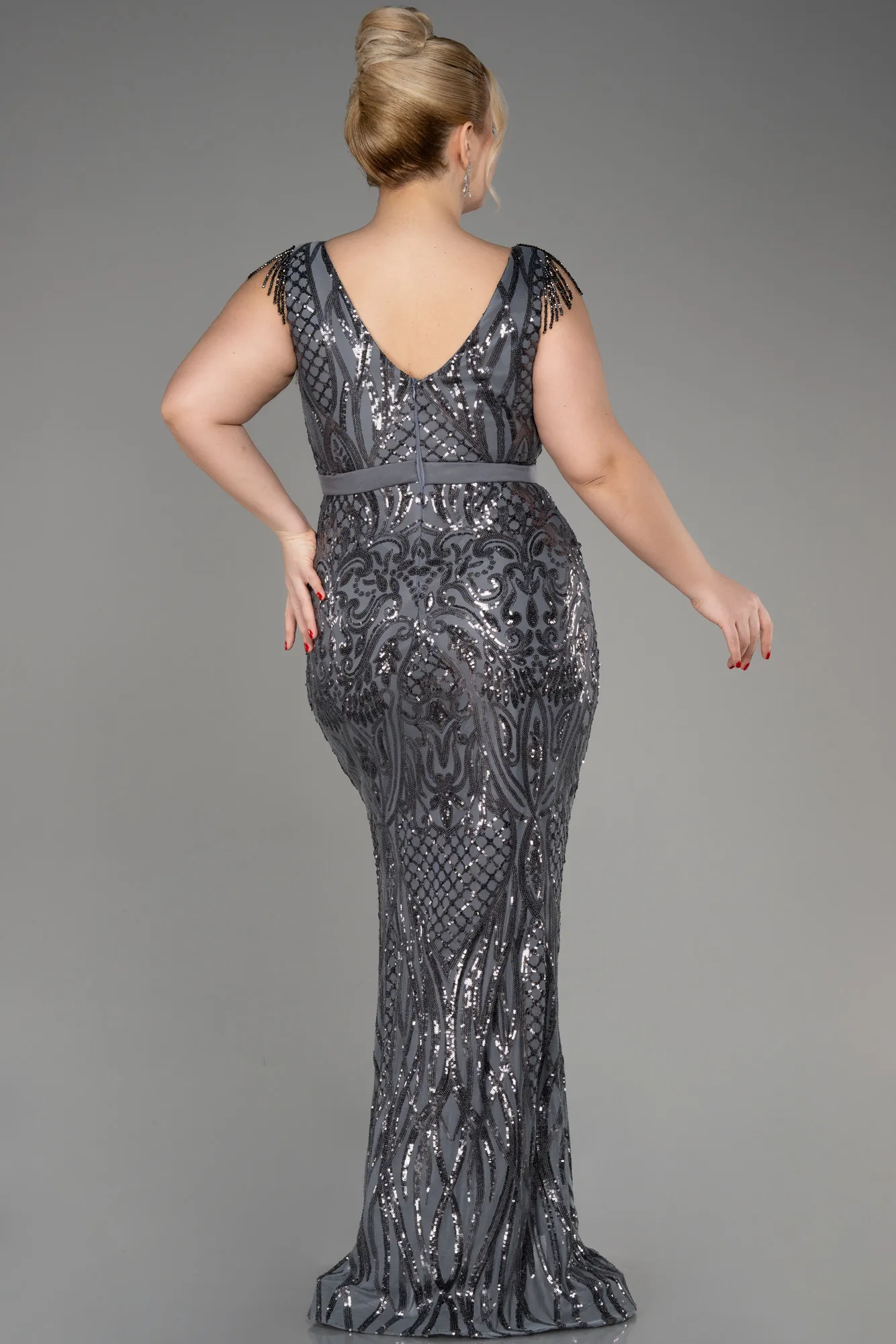 Robe De Fiançailles Grande Taille Longue Noir ABU3876