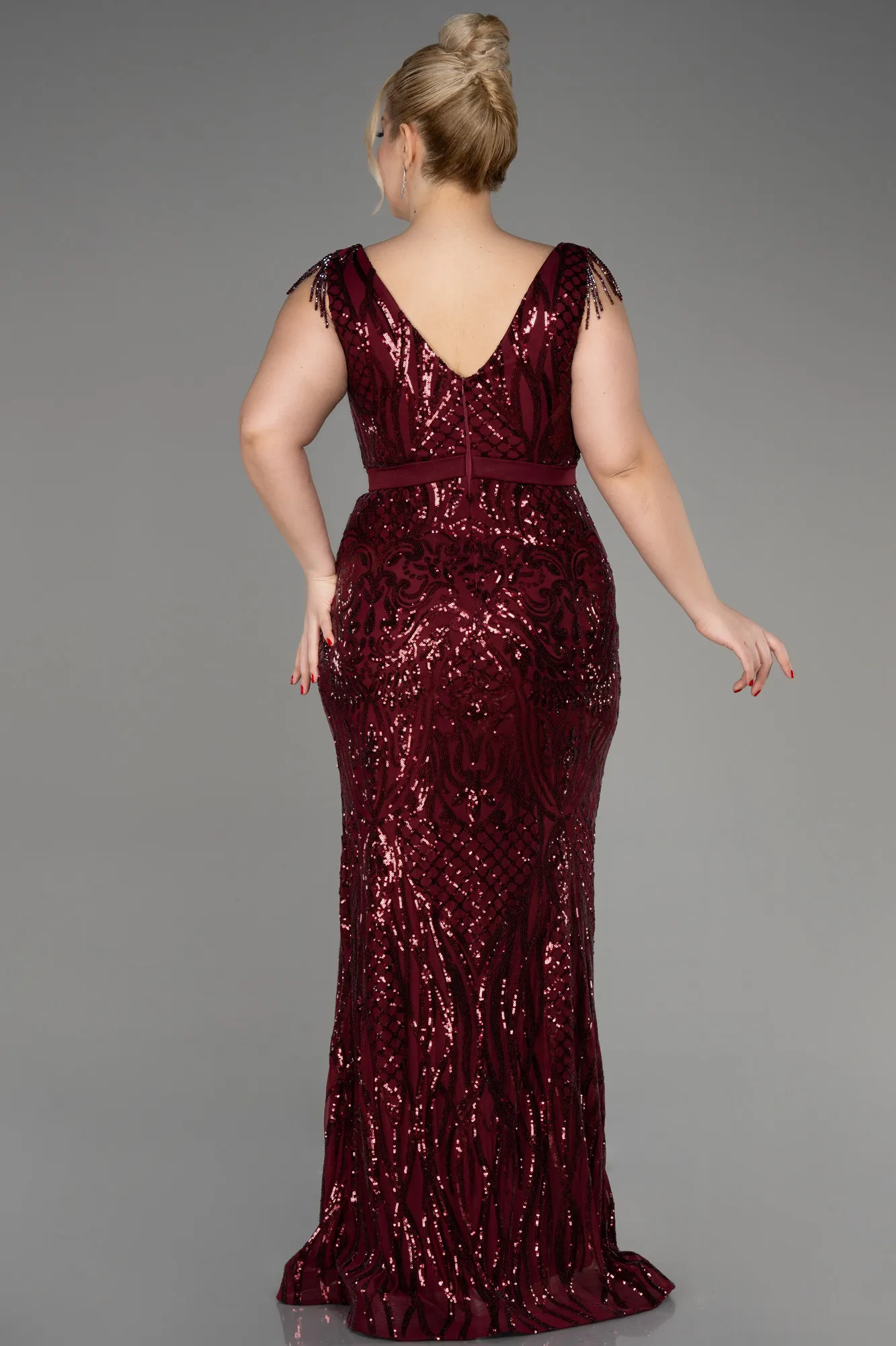 Robe De Fiançailles Grande Taille Longue Noir ABU3876