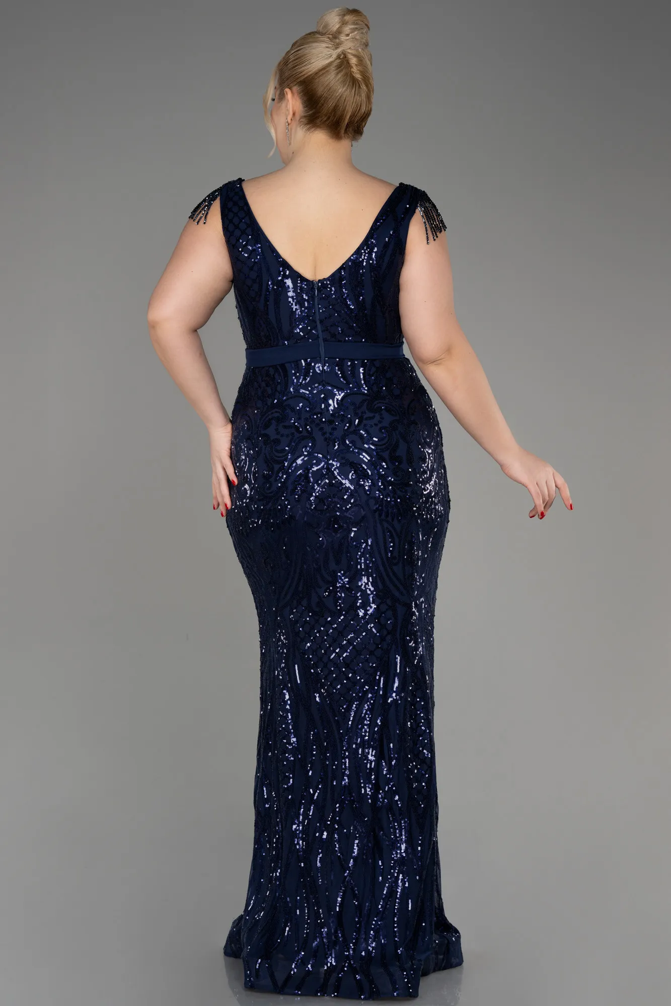 Robe De Fiançailles Grande Taille Longue Noir ABU3876