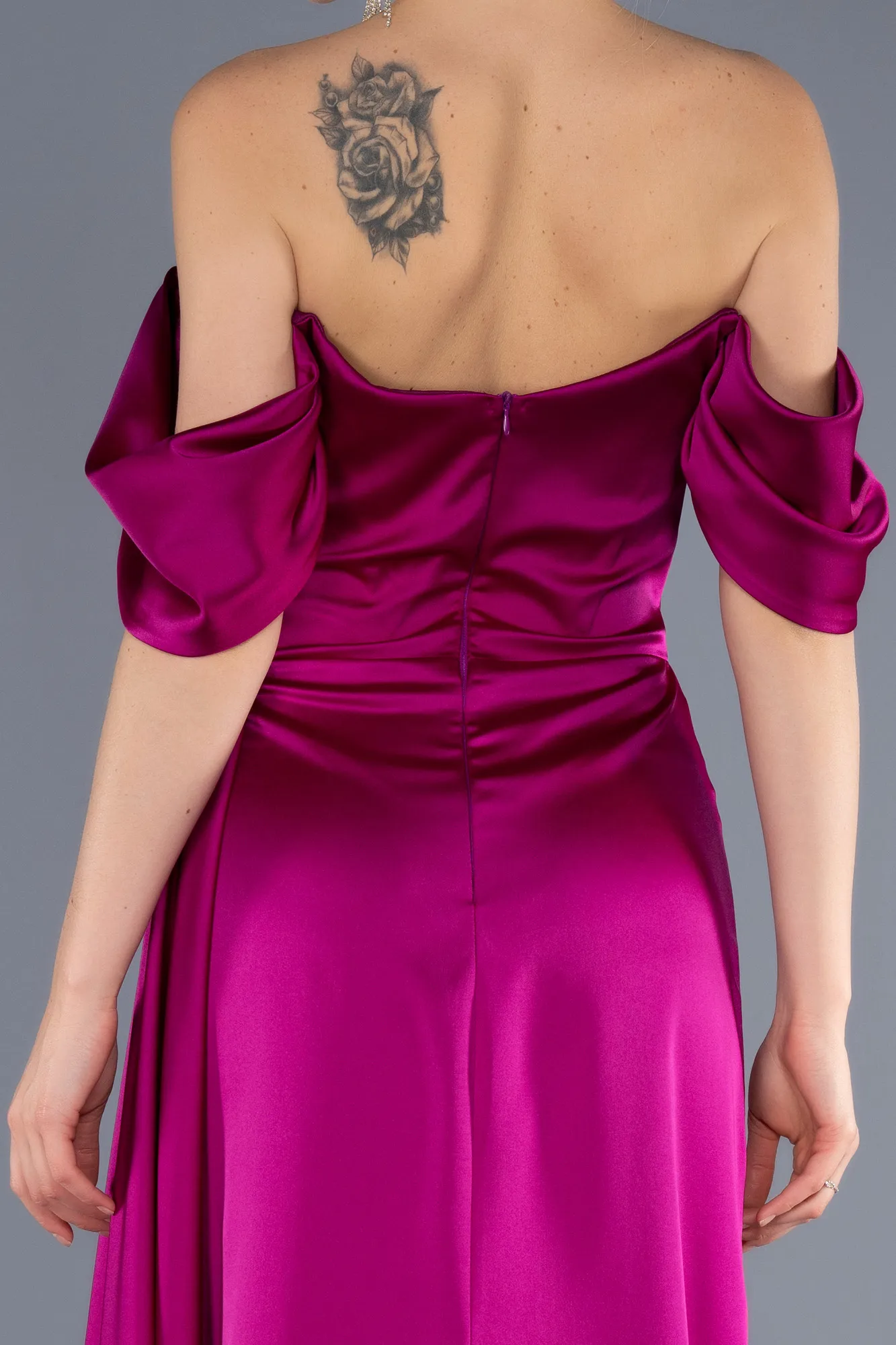 Robe De Fiançailles Grande Taille Longue Satin Indigo ABU3655