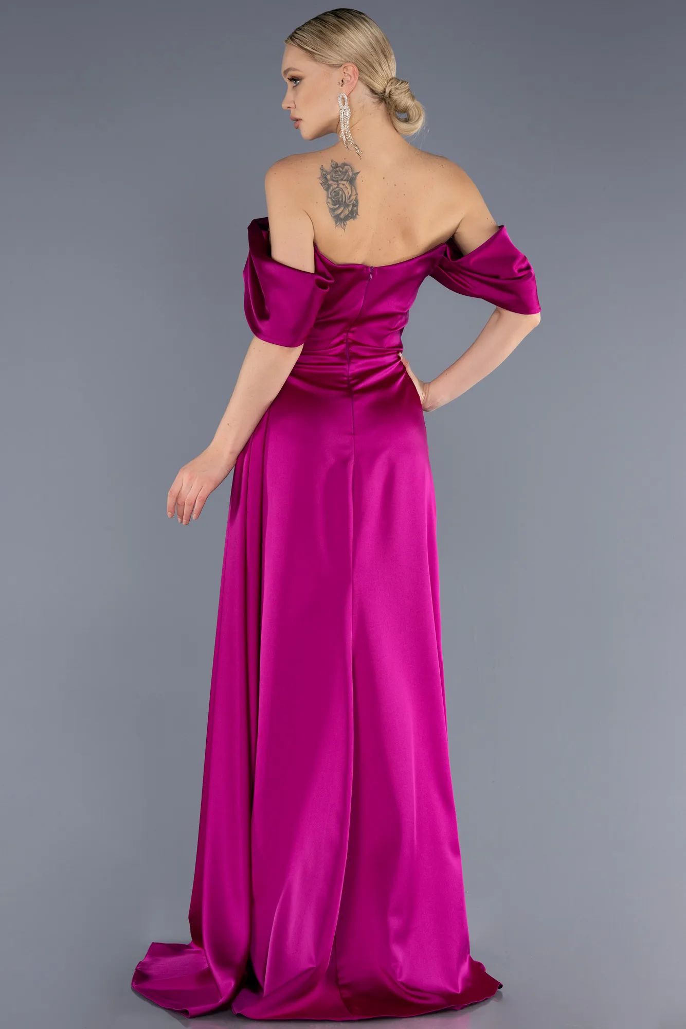 Robe De Fiançailles Grande Taille Longue Satin Indigo ABU3655