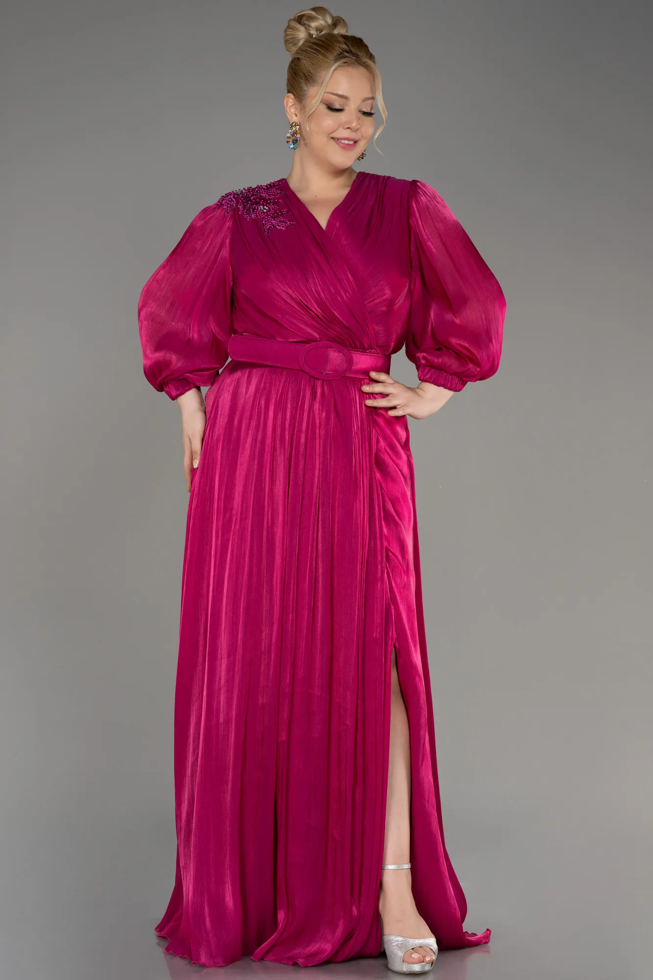 Robe De Fiançailles Grande Taille Mousseline Longue Orange ABU3871