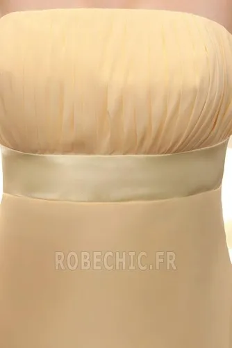 Robe de Soirée Chic Chiffon Sans bretelles Asymétrique Champagne