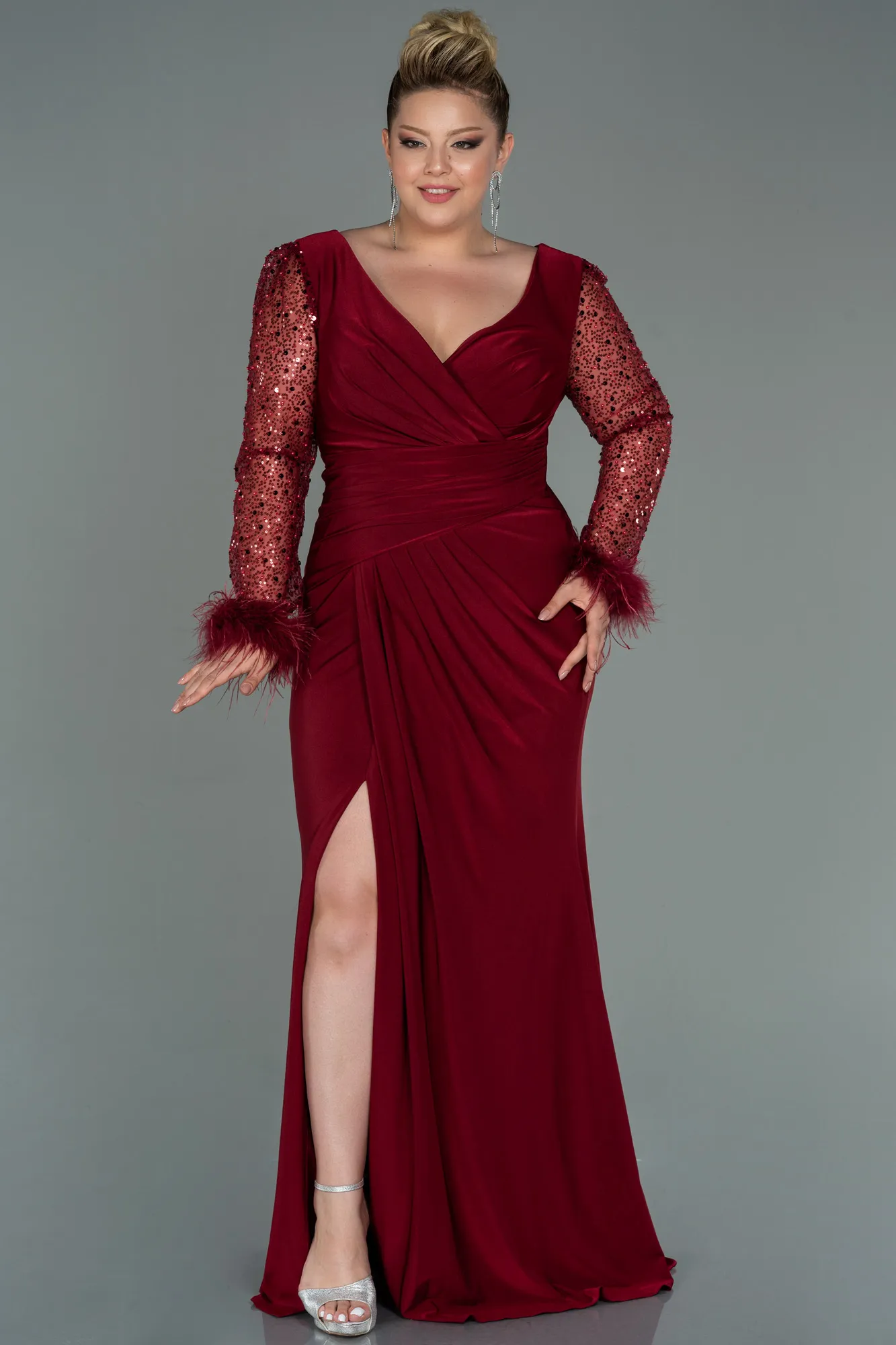 Robe de Soirée Grande Taille Longue Bleu Marine ABU2976