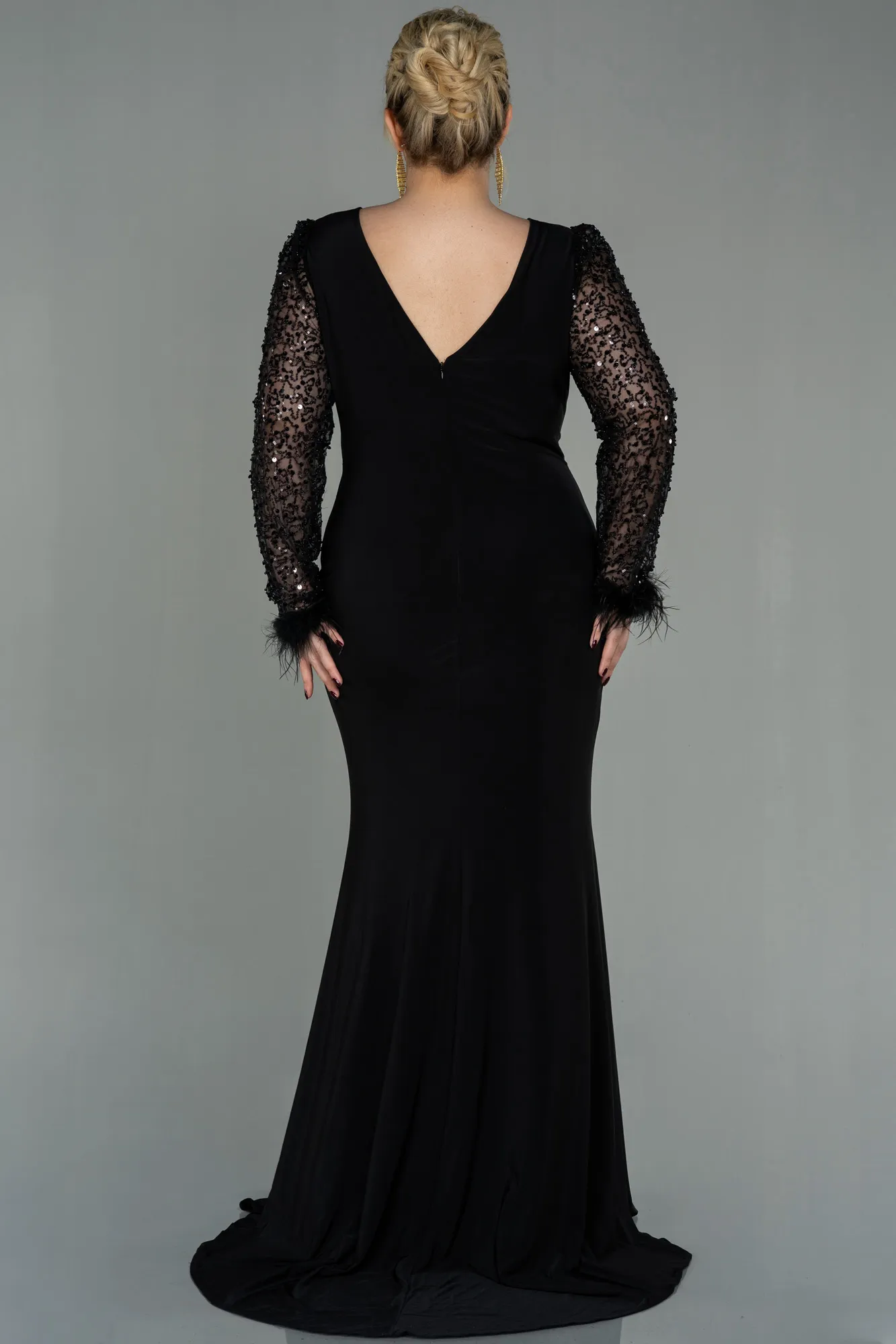 Robe de Soirée Grande Taille Longue Bleu Marine ABU2976