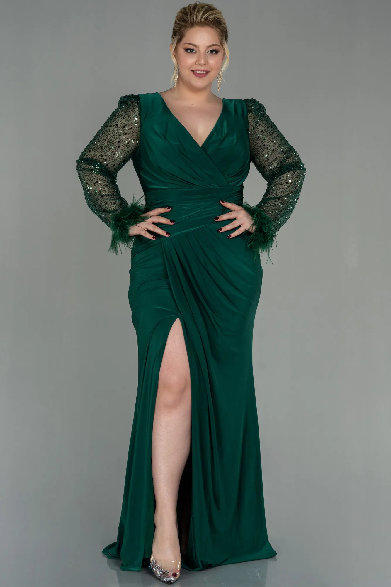 Robe de Soirée Grande Taille Longue Bleu Marine ABU2976