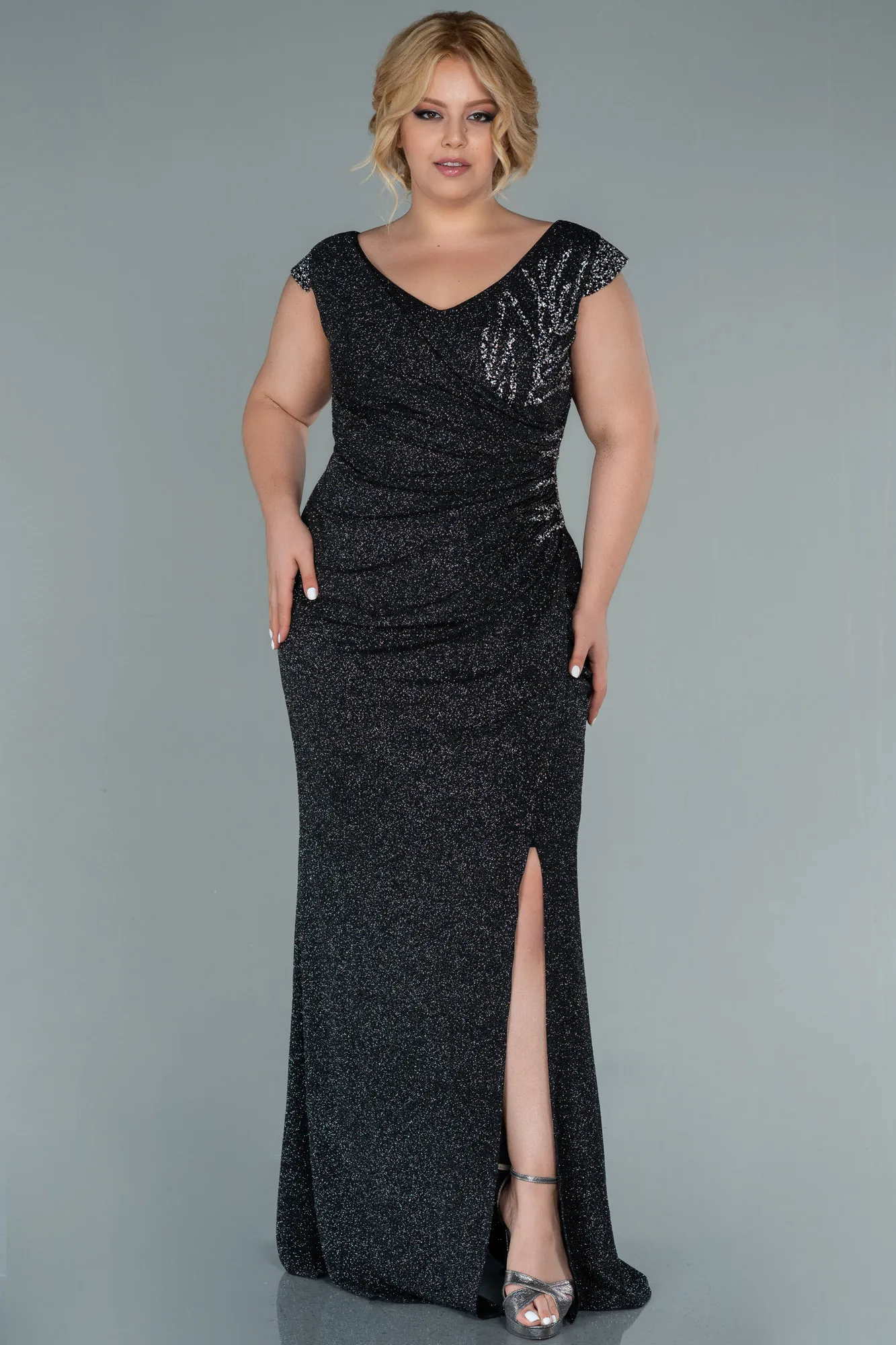 Robe de Soirée Grande Taille Longue Noir ABU2438