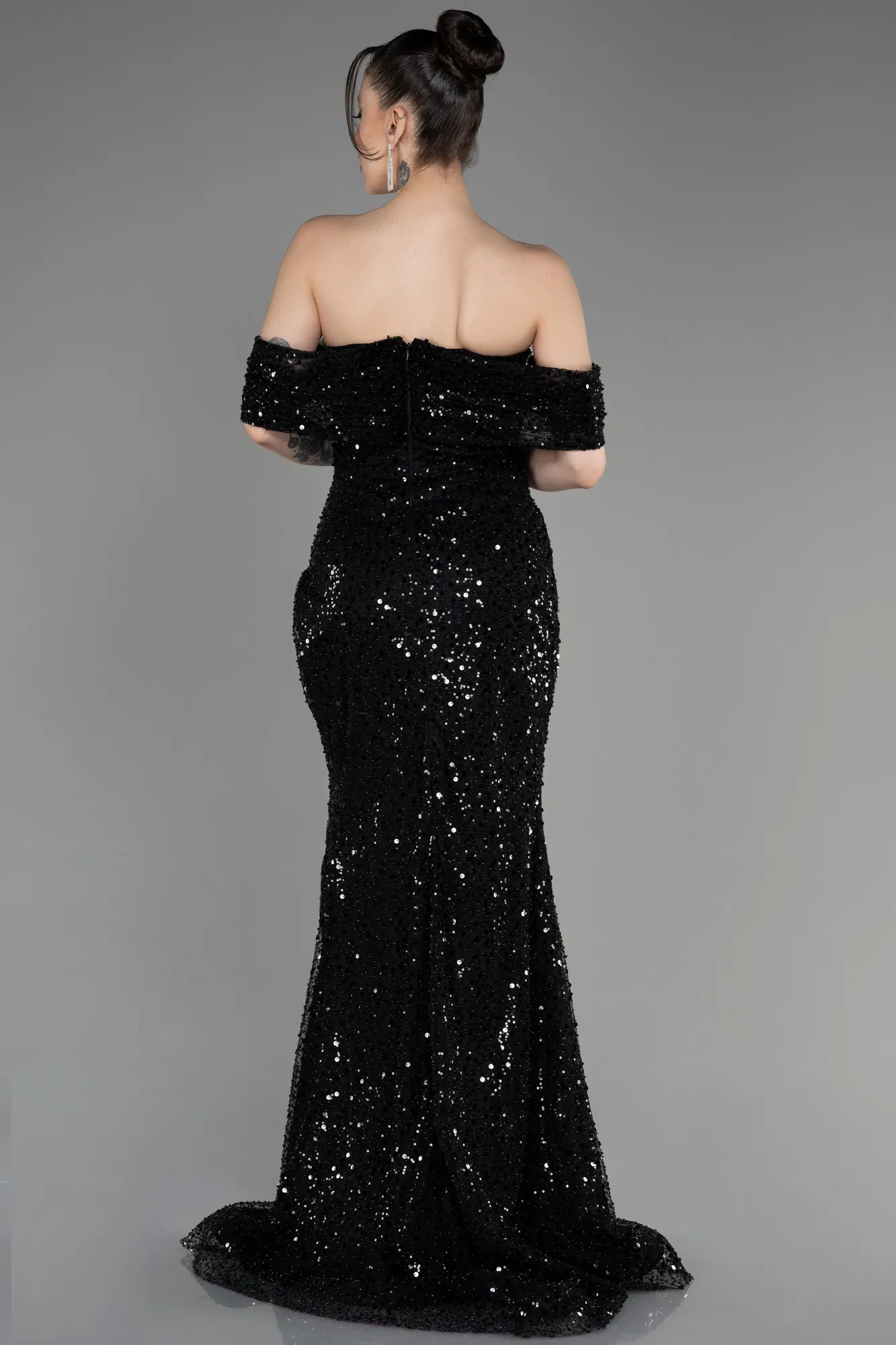 Robe de Soirée Longue Squameuse Bleu Saxe ABU3864