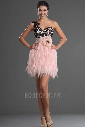 Robe de Soirée Été Naturel taille Orné de Rosette Fleurs mini