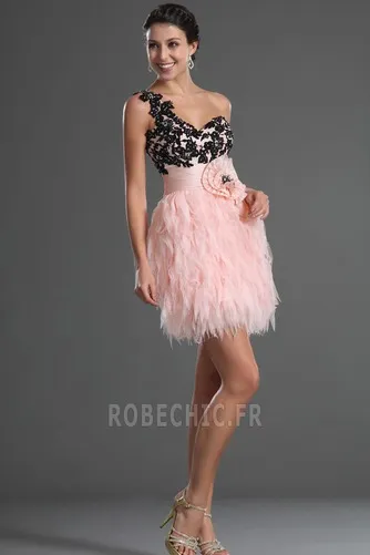 Robe de Soirée Été Naturel taille Orné de Rosette Fleurs mini