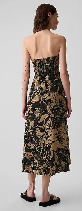 robe GAP SL Sqnk Empire Waist Linen Midi - Brown FL - women´s