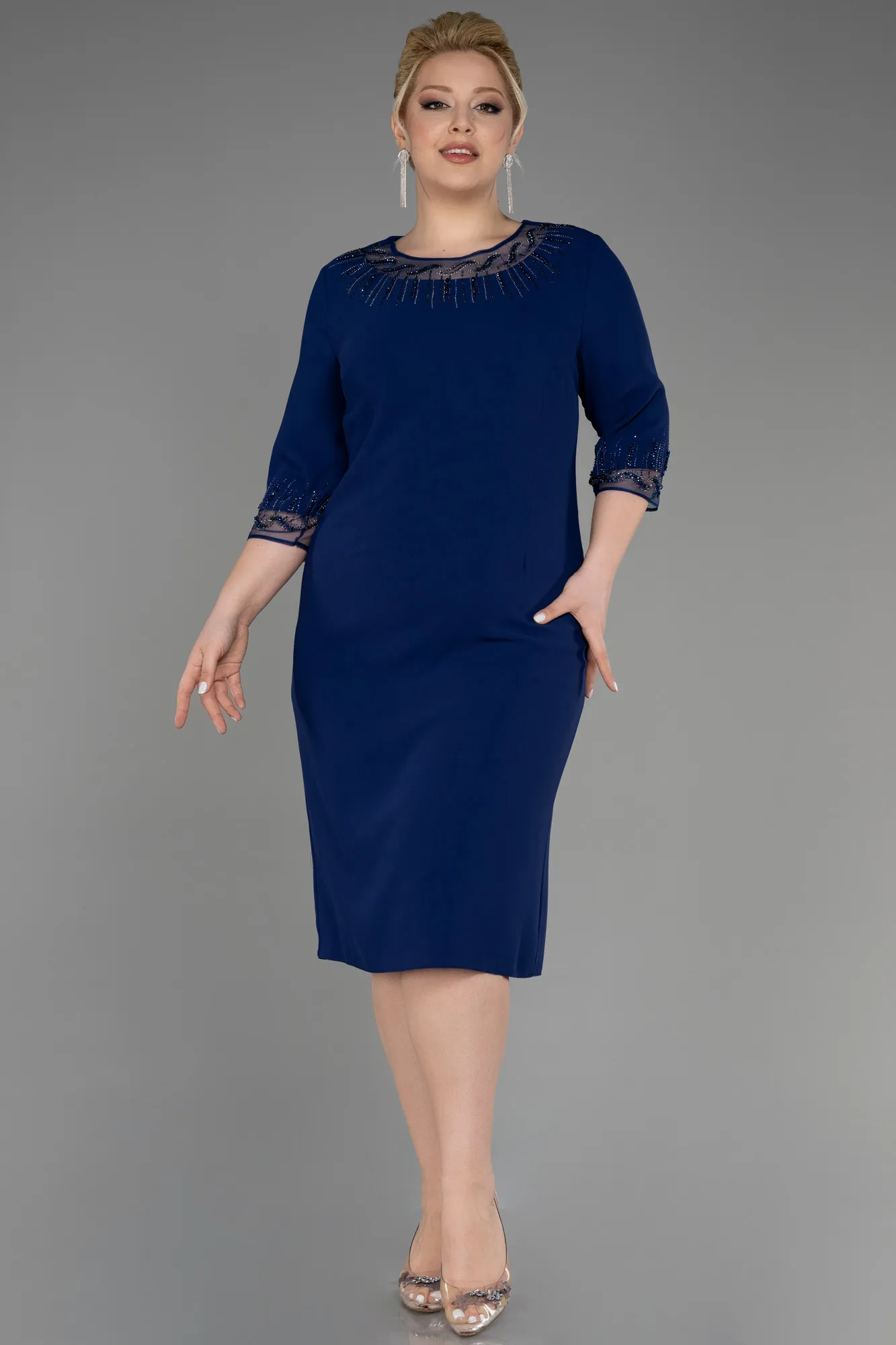 Robe Grande Taille Midi Violet ABK1622