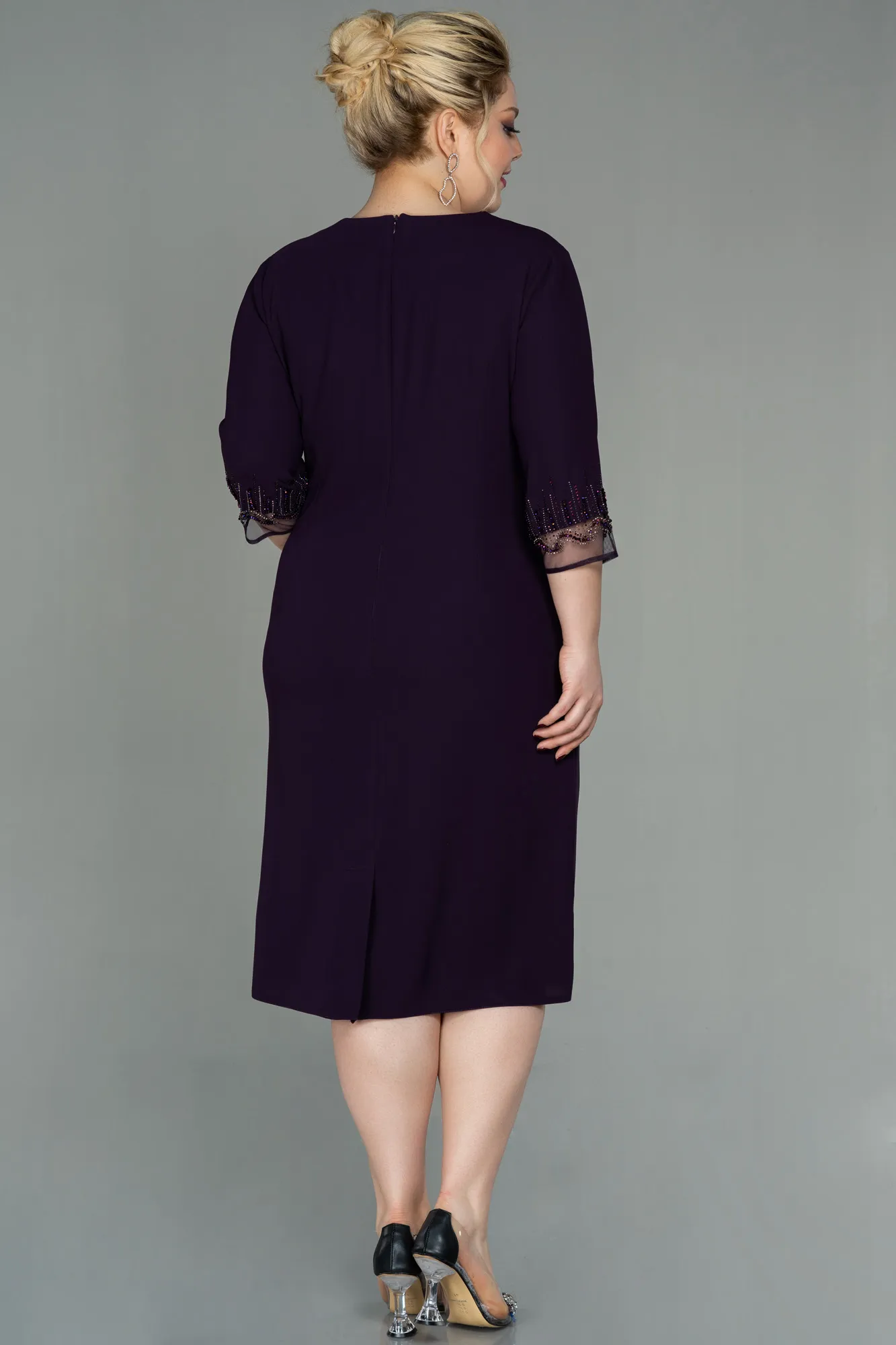 Robe Grande Taille Midi Violet ABK1622