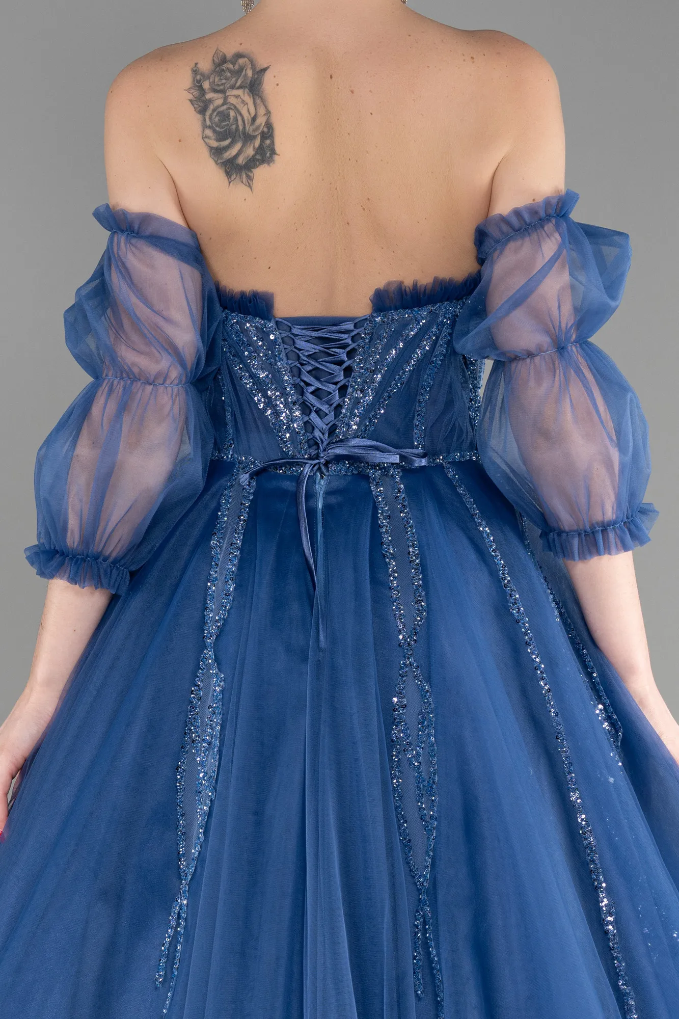 Robe Haute Couture Longue Indigo ABU3594