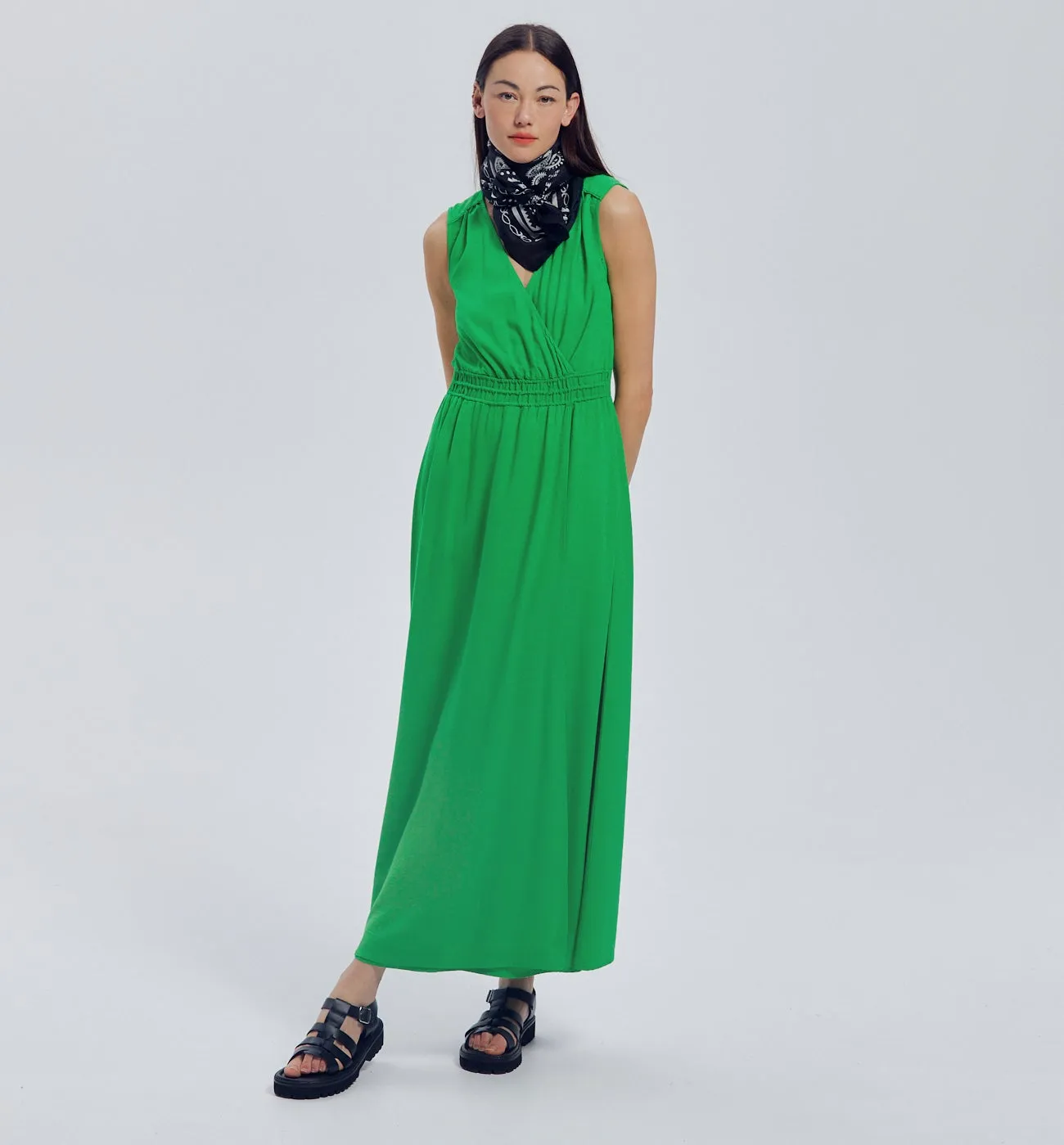 Robe longue unie Femme - Vert