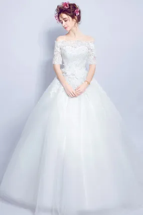 Robe mariée 2017 princesse épaule découverte avec manches