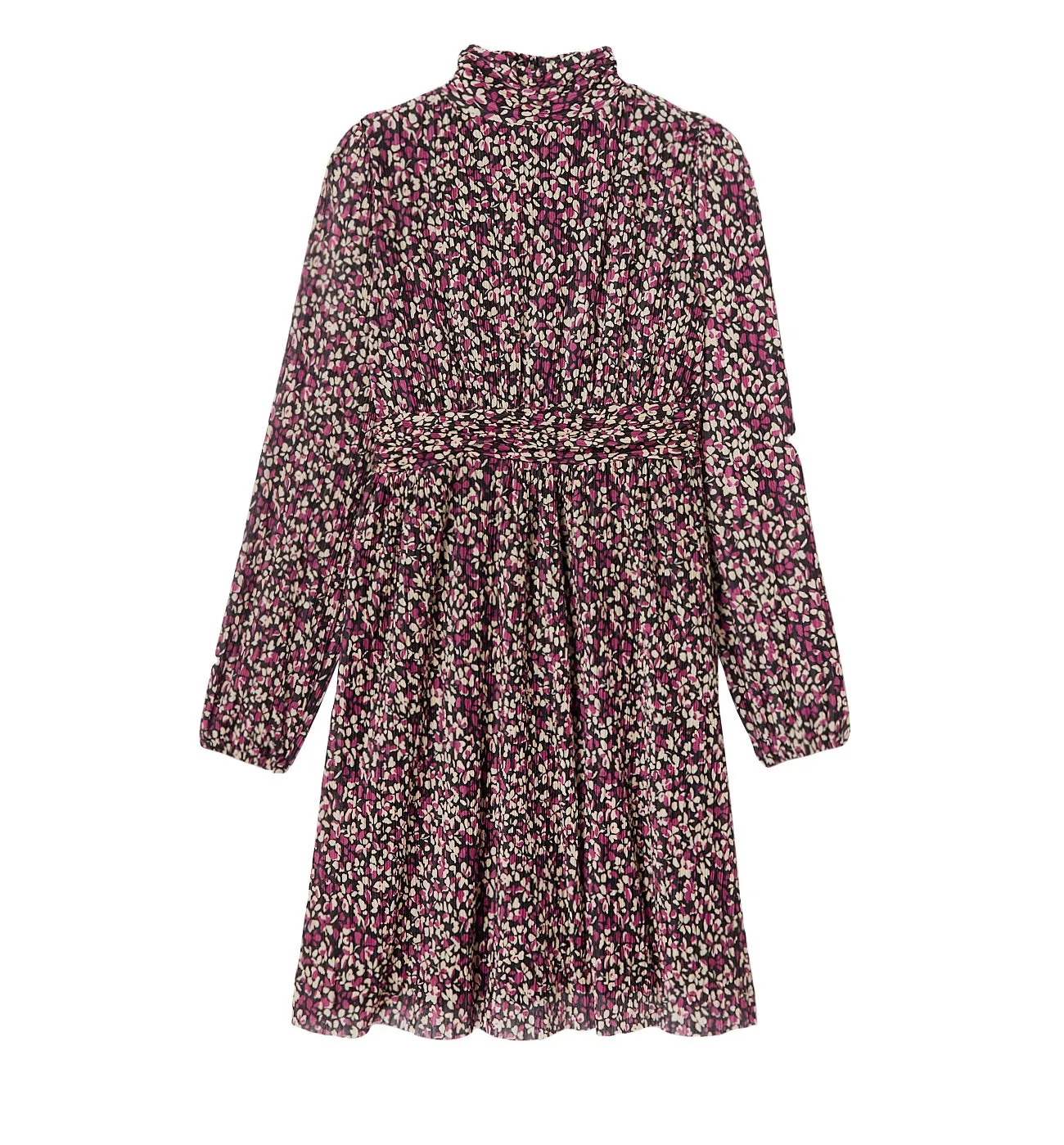 Robe plissée imprimée Femme - Imprimé noir