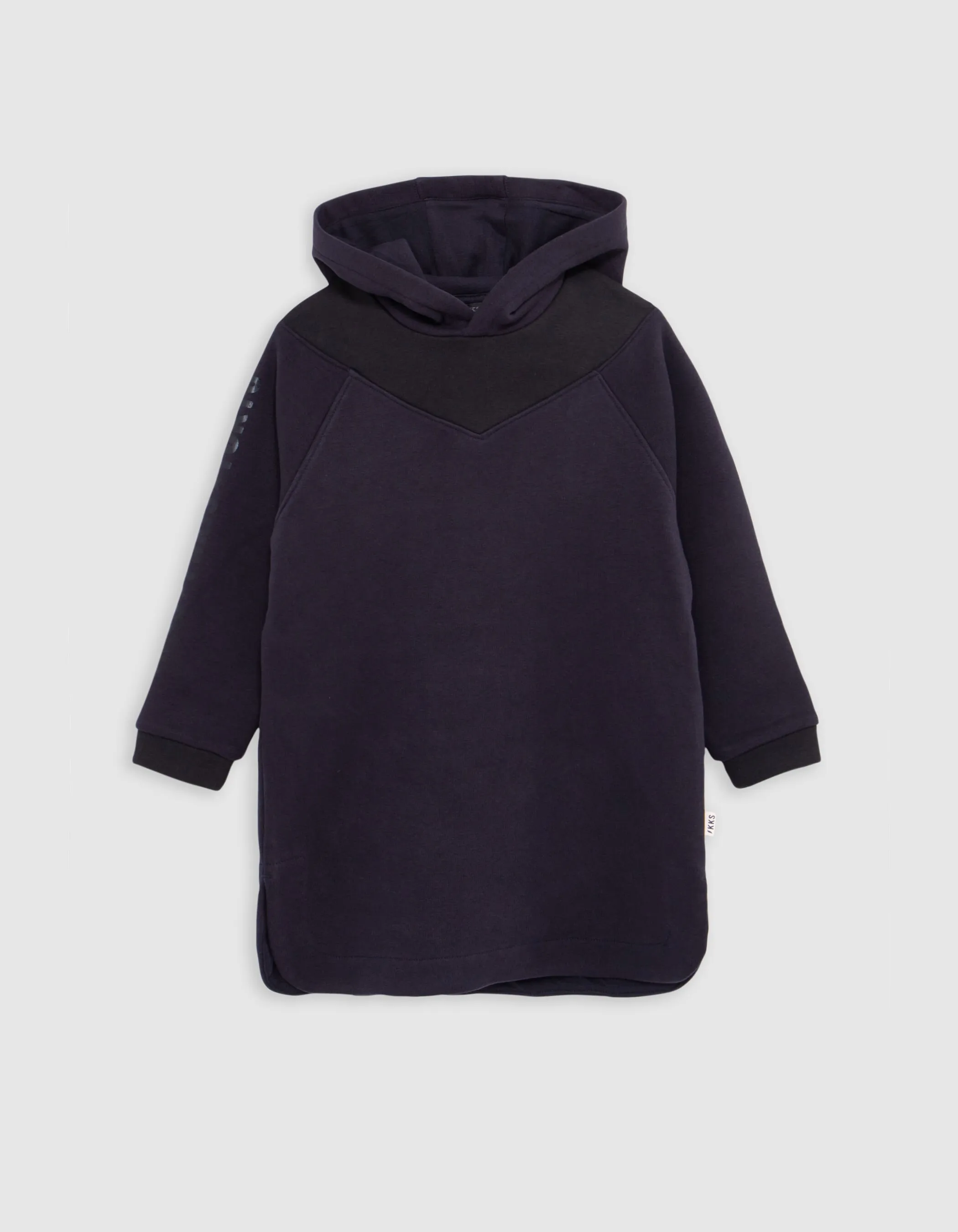 Robe sweat marine coton bio découpe noire fille