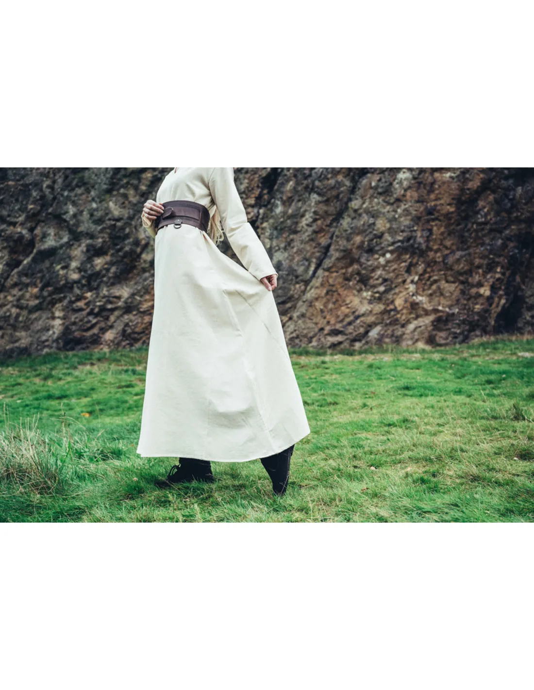 Robe Viking en coton Valdis, blanc naturel ⚔️ Boutique Épées