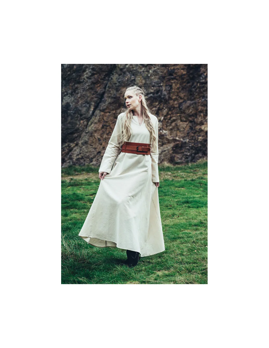 Robe Viking en coton Valdis, blanc naturel ⚔️ Boutique Épées