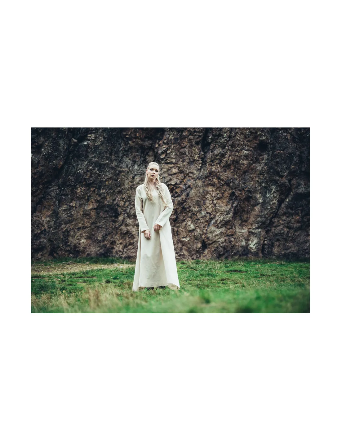 Robe Viking en coton Valdis, blanc naturel ⚔️ Boutique Épées