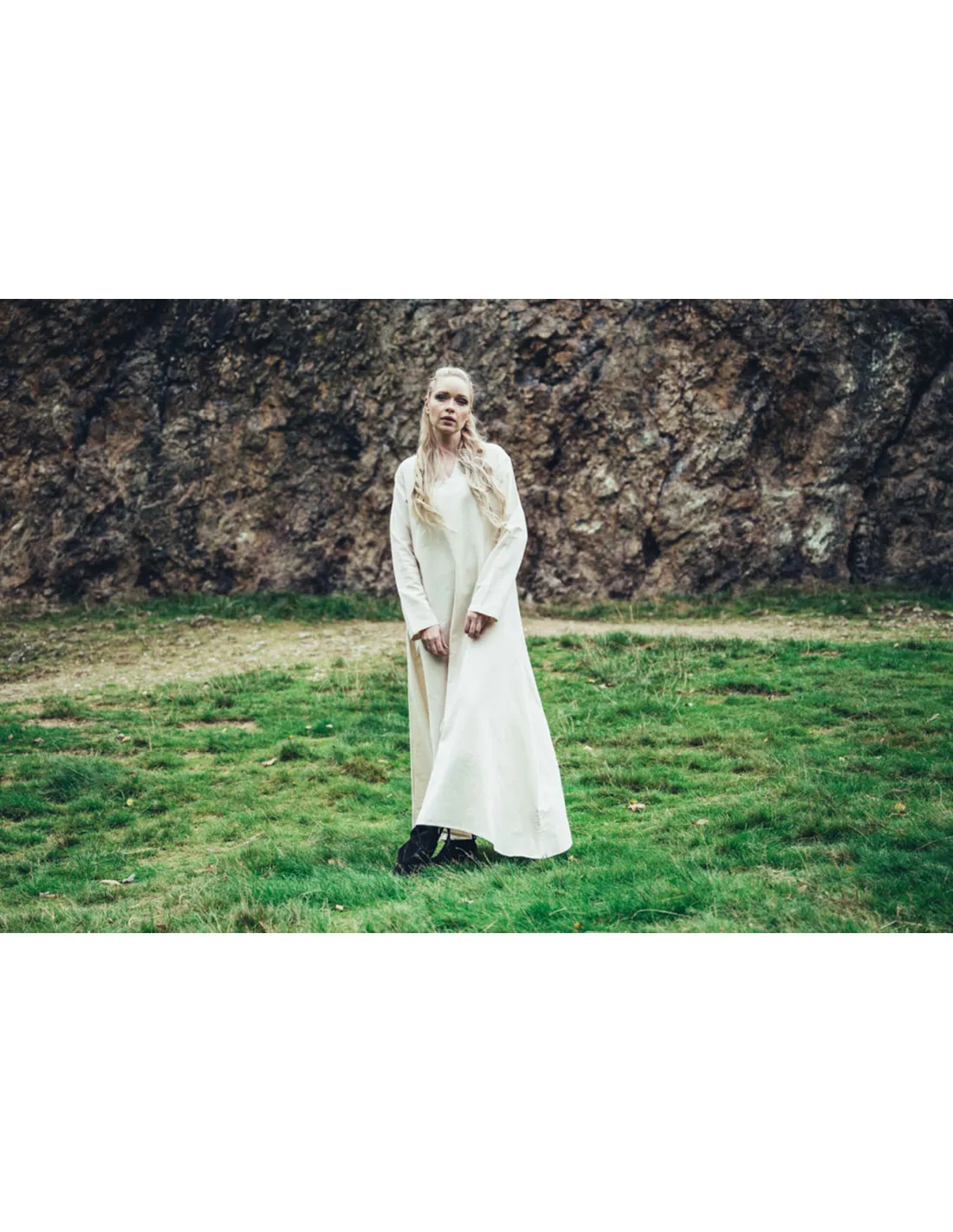 Robe Viking en coton Valdis, blanc naturel ⚔️ Boutique Épées