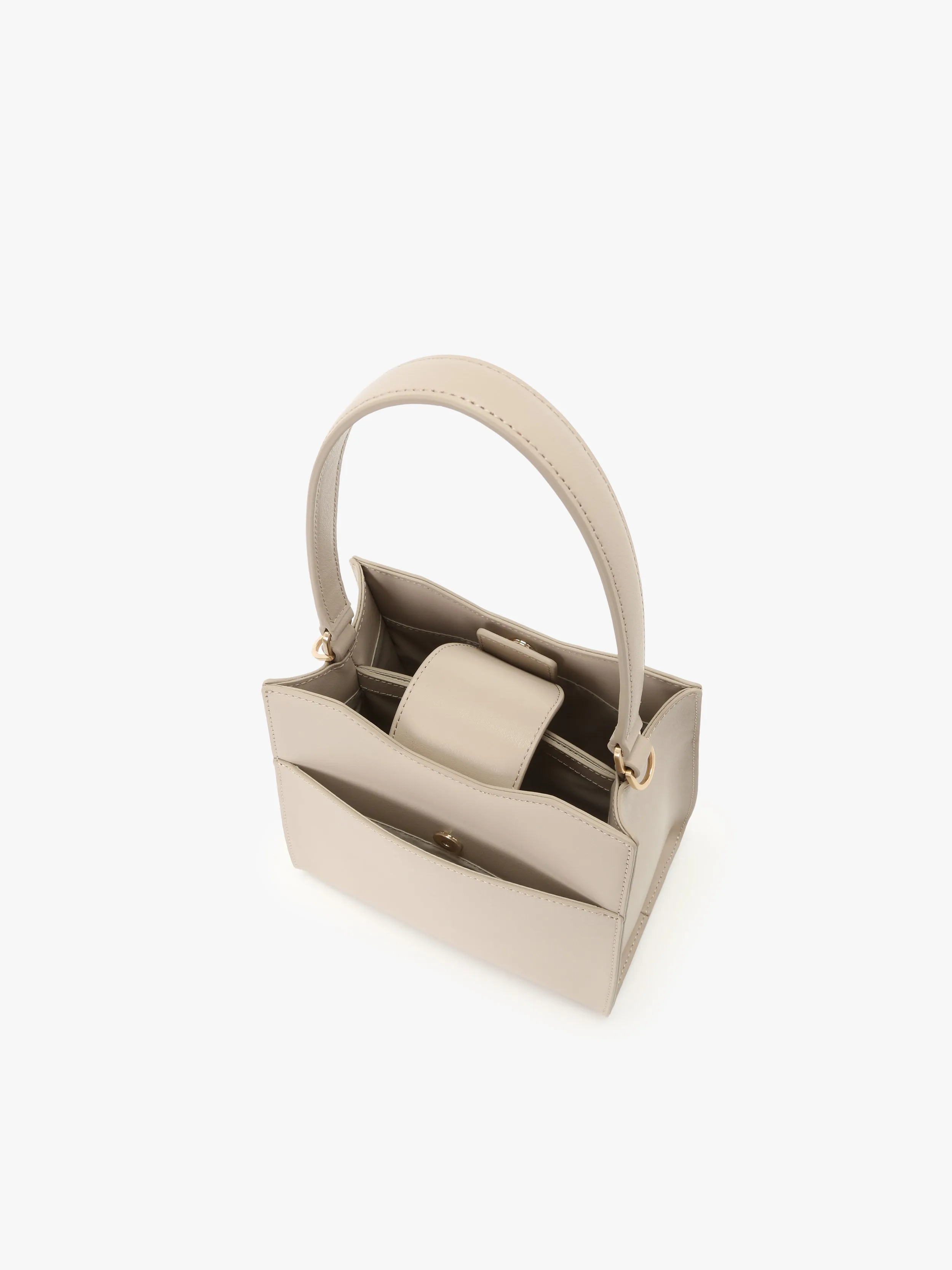 sac en cuir sérigraphié "b." beige sahara