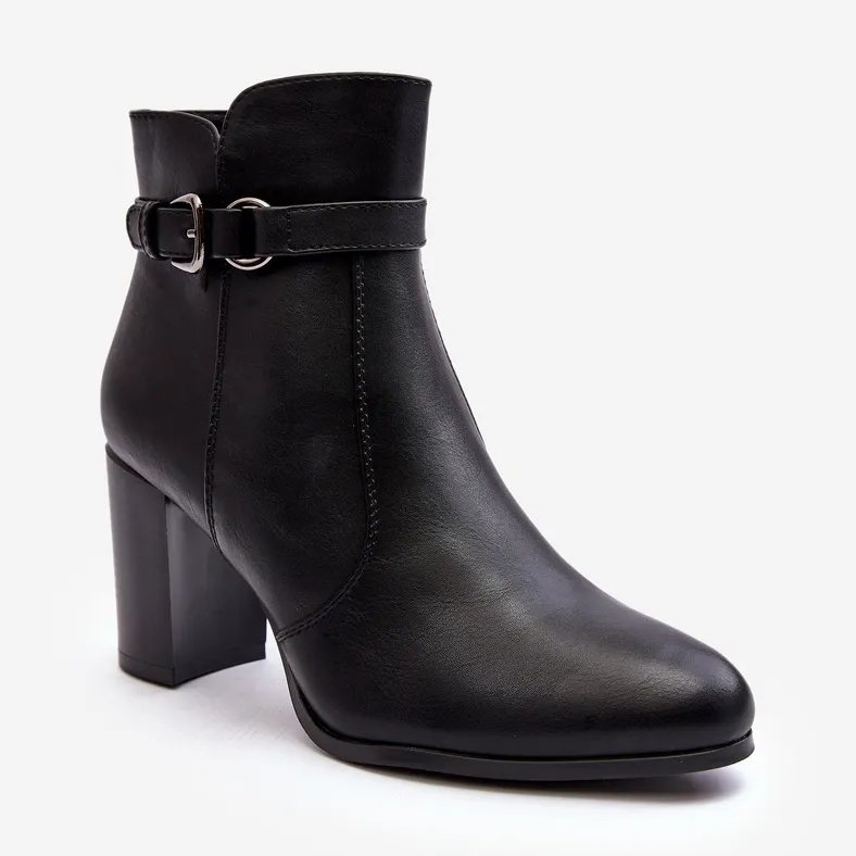 Sergio Leone Bottines en cuir avec boucle pour femme, noir Lasima le noir