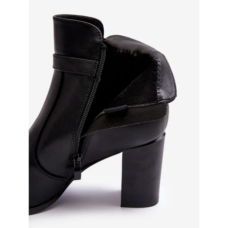 Sergio Leone Bottines en cuir avec boucle pour femme, noir Lasima le noir