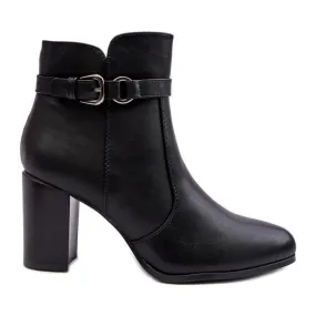 Sergio Leone Bottines en cuir avec boucle pour femme, noir Lasima le noir