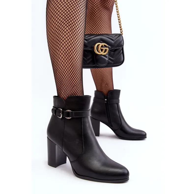 Sergio Leone Bottines en cuir avec boucle pour femme, noir Lasima le noir