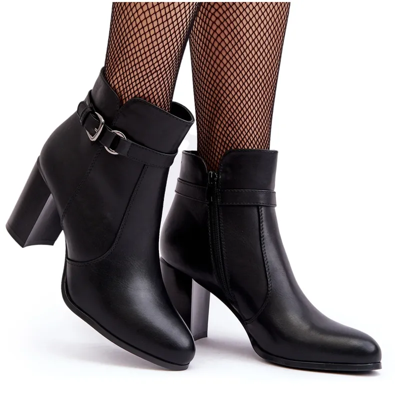 Sergio Leone Bottines en cuir avec boucle pour femme, noir Lasima le noir