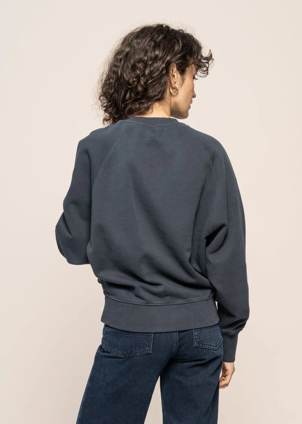 Sweat brodé en coton bio | grey "grafito love bonnie sweatshirt grey" femme