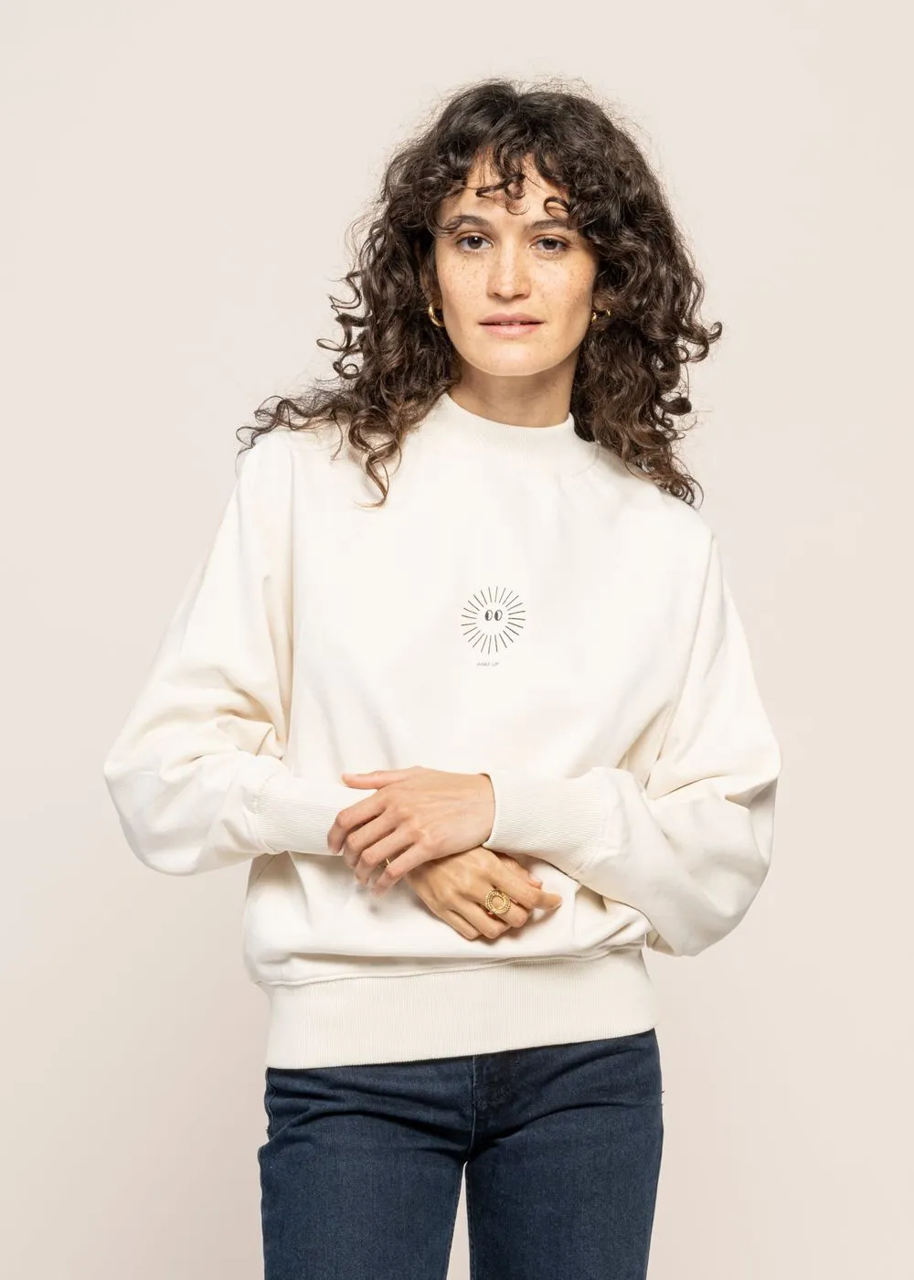 Sweat en coton bio | blanc "soleil white fantine sweatshirt" femme