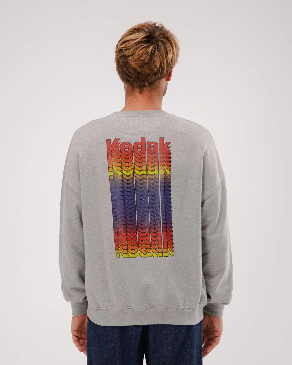 Sweat en coton bio | gris motif kodak "kodak color oversize sweatshirt grey melange" homme